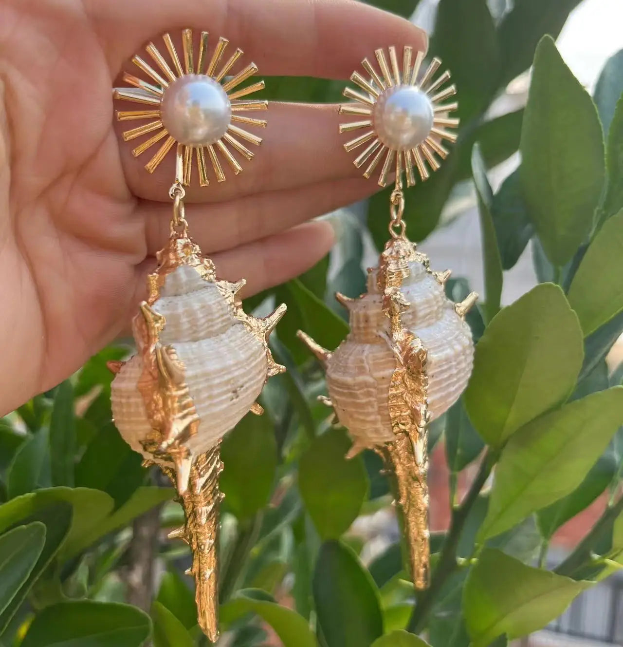 Big Conch Golden Earrings for Women Jewelry Gifts