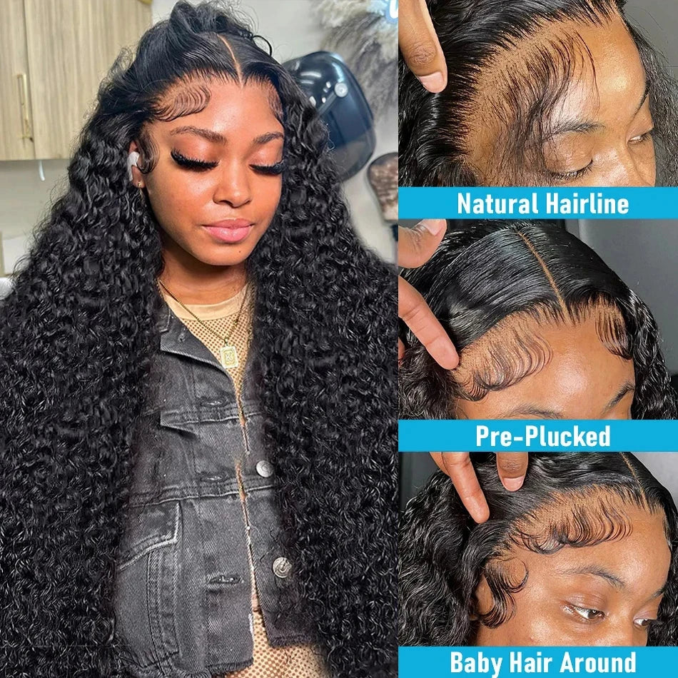 Hd Lace Frontal Wig 30 40 Inch 13x4 Curly Lace Front Human Hair Wig