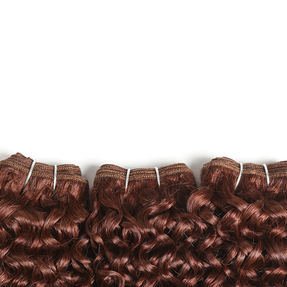 Reddish Brown 3Pieces /Lot Sassy Curly Wavy Human Hair Bundles Brazilian Human Hair Weave Bundles Curly Hair Extensions