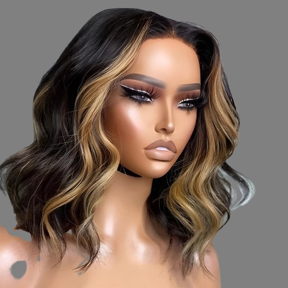 BRYELLE  Bob Human Hair Wigs Highlight Brazilian Remy