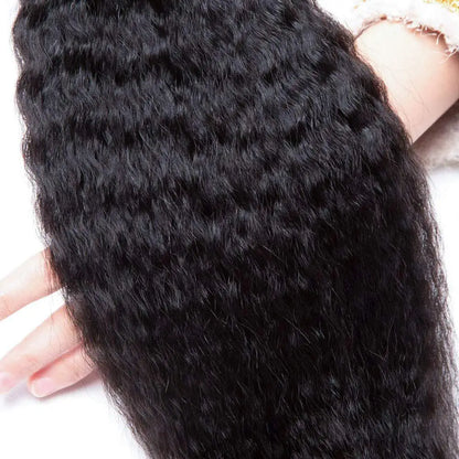 Kinky Straight Hair Weaves Bundles 1/3/4 Raw Indian Human Hair Weft 26 28 30 Inch Long Peruvian Yaki Hair Extensions For Women