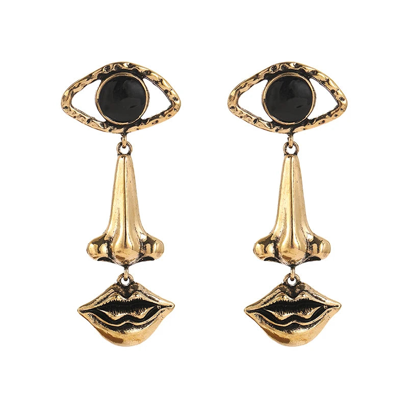 Halloween gothic Personalized Exaggerated Long Style Earrings For Women Vintage Nose Mouth Devil's Eye Fashion Trends Jewelry