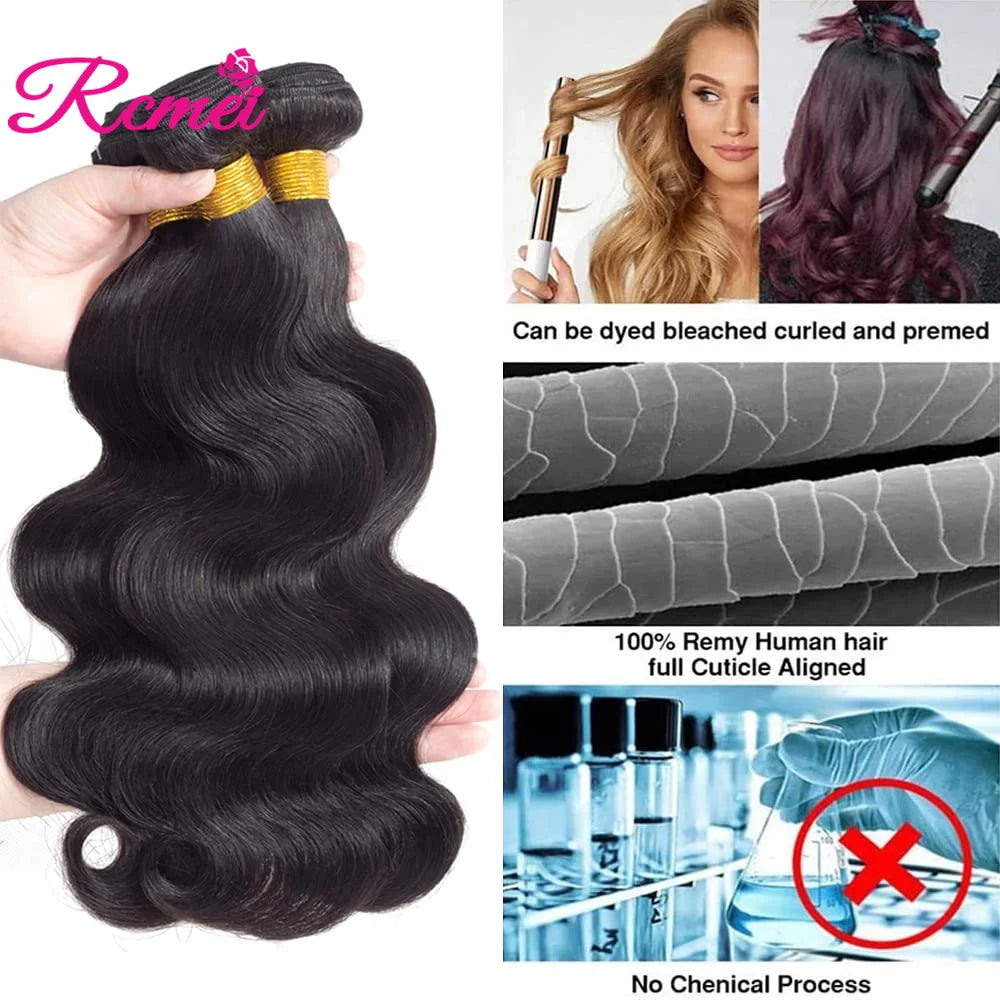 40 Inch Indian Hair Body Wave Human Hair Bundles 10A Pure Color Remy Human Hair Weave Bundles Raw Hair Extension For Woman