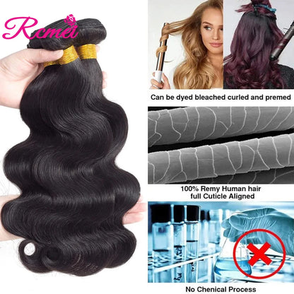 40 Inch Indian Hair Body Wave Human Hair Bundles 10A Pure Color Remy Human Hair Weave Bundles Raw Hair Extension For Woman