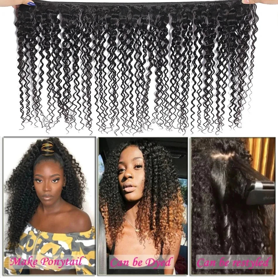 Mongolian Afro Kinky Curly Bundles 1/3/4PCS Human Hair Extensions 100% Unprocessed Virgin Human Hair