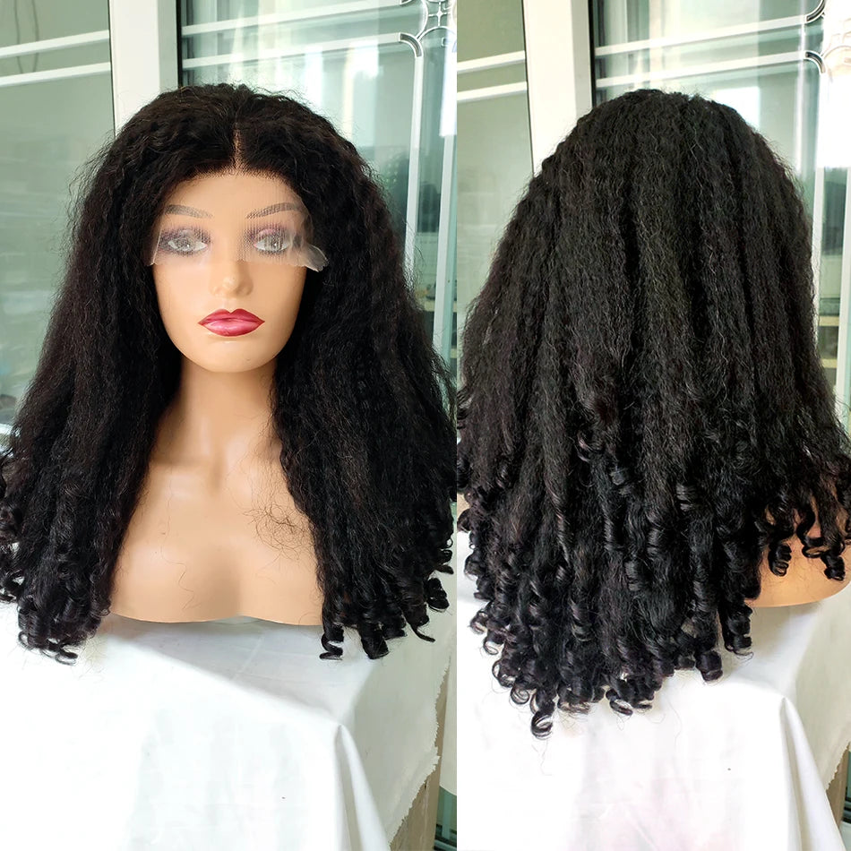 12A Malaysia Hair Glueless 4x4 HD Lace Wig Kinky Weave Lace Front Wigs 100% Human Hair for Women Yaki Wave Lace Closure Wigs