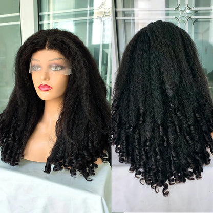 12A Malaysia Hair Glueless 4x4 HD Lace Wig Kinky Weave Lace Front Wigs 100% Human Hair for Women Yaki Wave Lace Closure Wigs