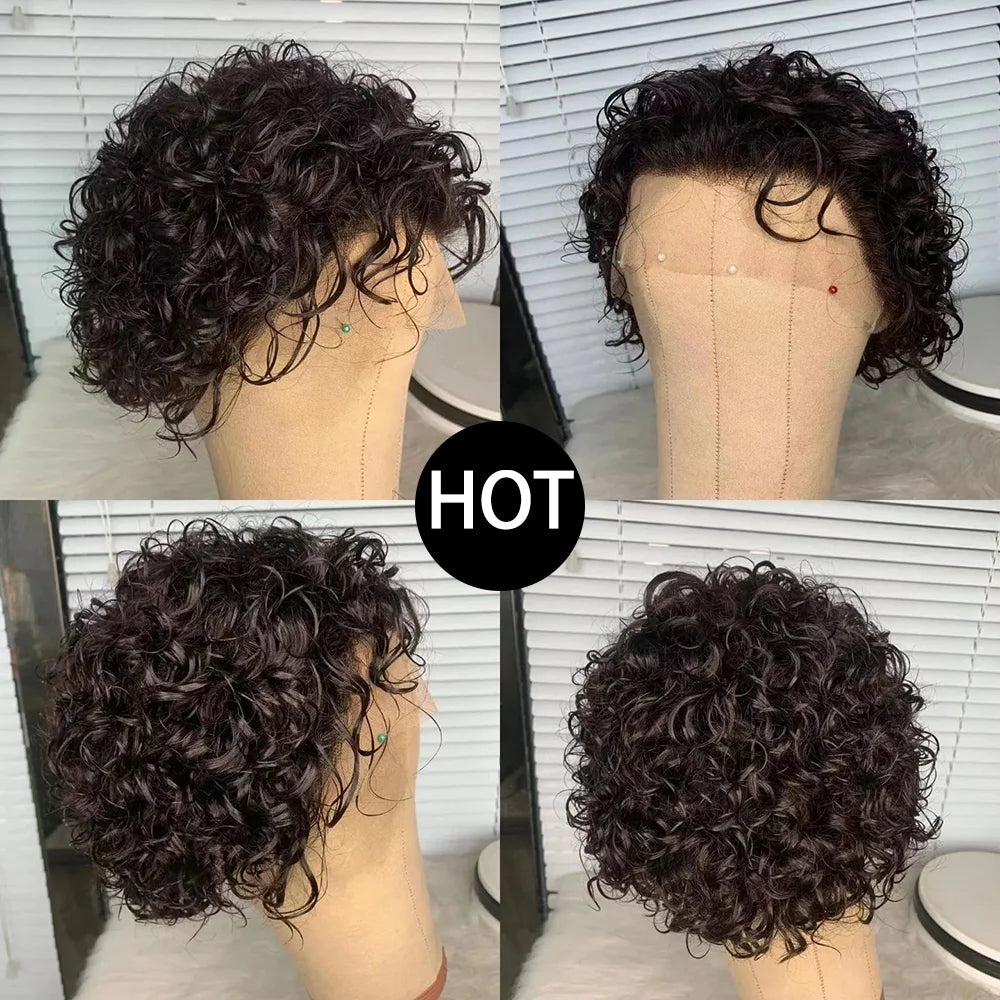 Pixie Cut Wig Human Hair 13x1 Lace Frontal Wigs Short Bob