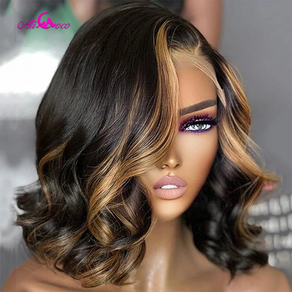 BRYELLE  Bob Human Hair Wigs Highlight Brazilian Remy