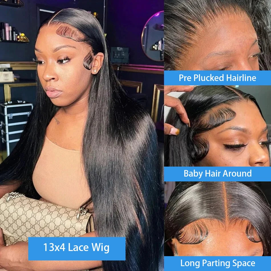 30 Inch Density Bone Straight Lace Front Human Hair Wig Brazilian 13x4 13x6 Straight Transparent Lace Frontal Wigs 30 Inch For Women