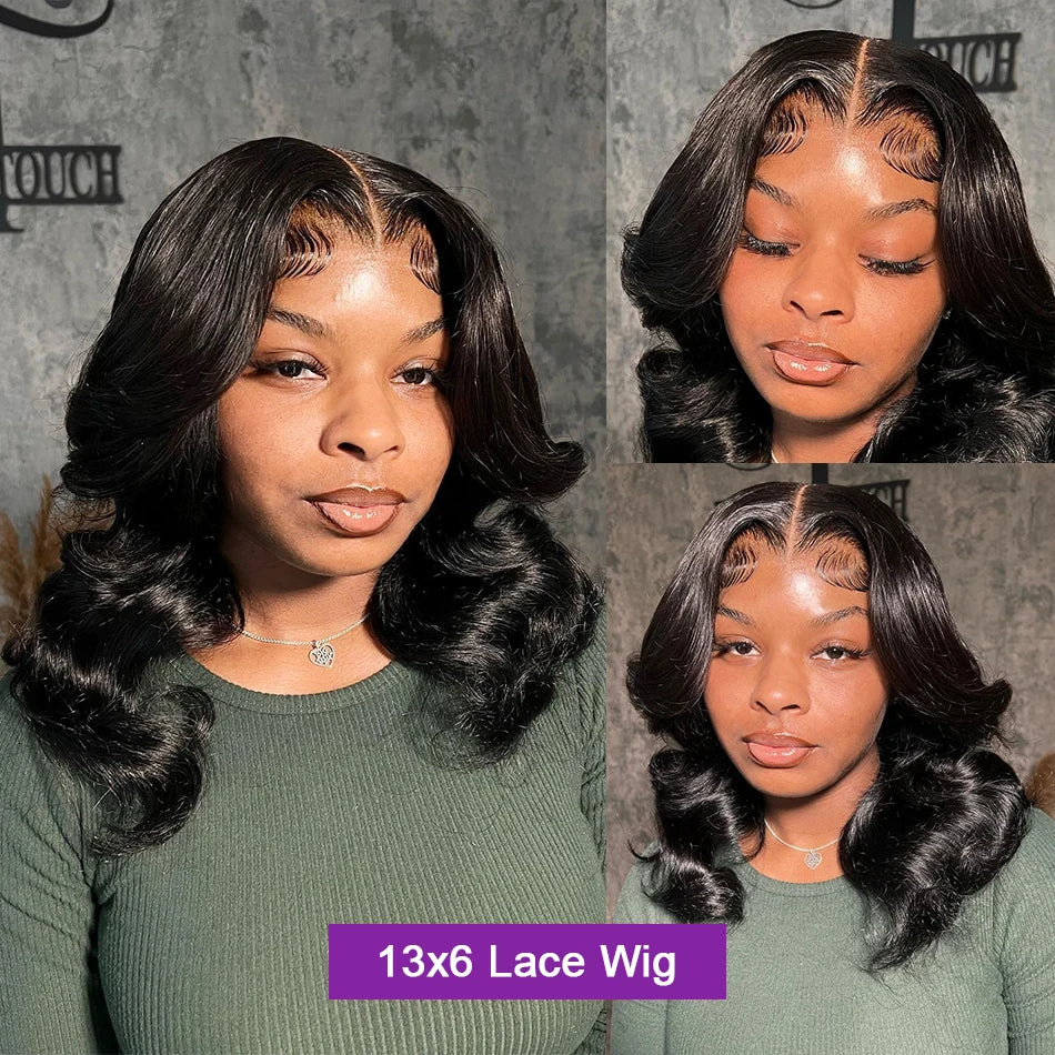 250 Density 8  16 inches Short Bob Body Wave 13x6 Lace Frontal Bob Wig Remy Human Hair 13x4 Lace Front Wigs For Women