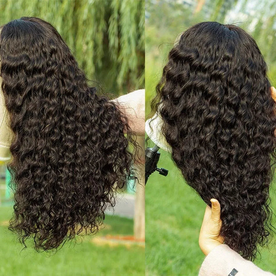 Water Wave Bob Glueless Preplucked Human Wigs Ready To Go Frontal Brazilian Wigs HD Transparent Lace