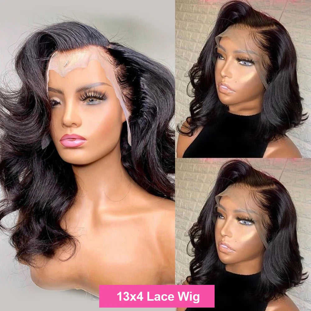 Body Wave Short Bob Wigs 5x1 T Part Lace Wig Human Hair Brazilian Transparent Lace Frontal Wig Water Wavy 4x4 Closure Wigs 180%