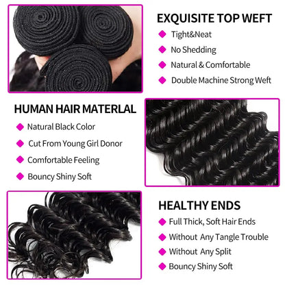 Burmese Curly Bundles 100% human hair Deep Wave  1/3/4pcs Double Drawn Hair Weaving for Sew In or Wig