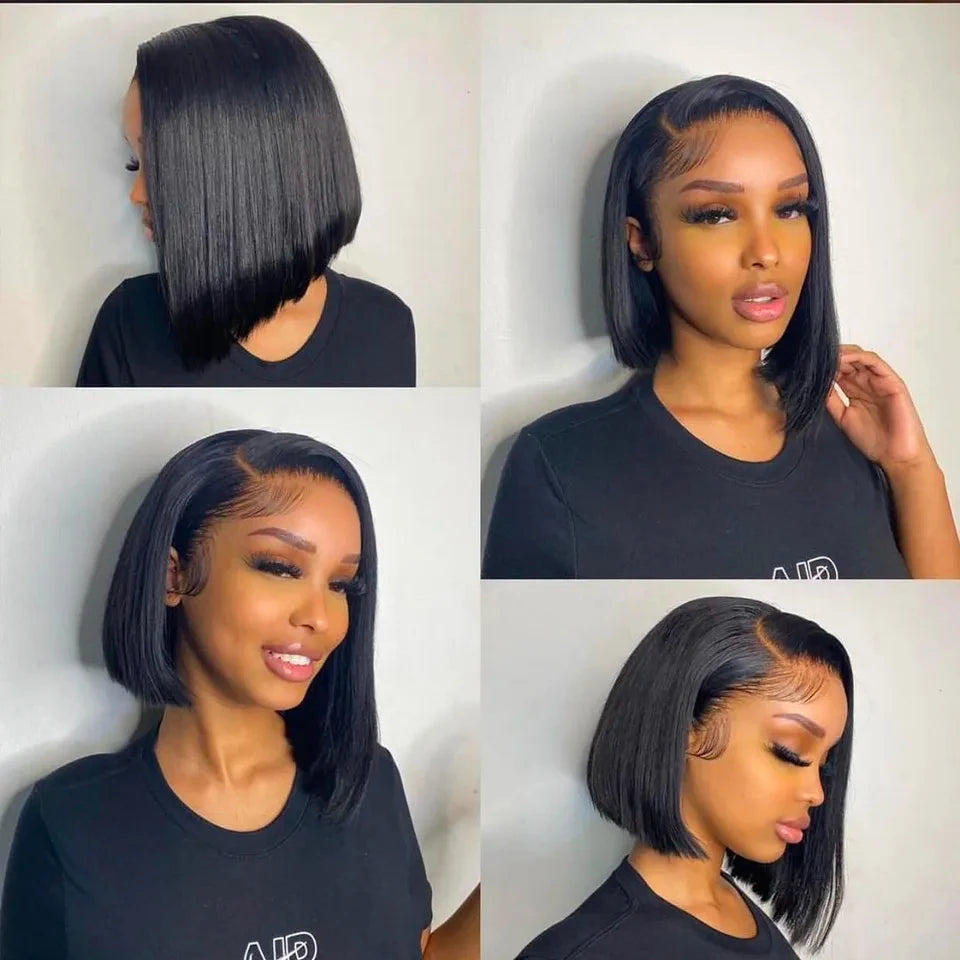 Short Bob Hair Wig Human Hair Brazilian Transparent