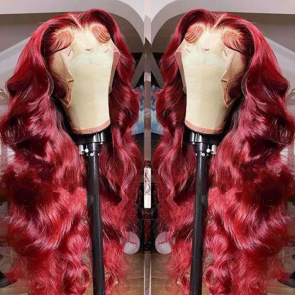 Body Wave Wig Burgundy Lace Front Wig 13x4 13x6 Hd Lace Frontal Wig 360 Full Lace Wig Human Hair Pre Plucked