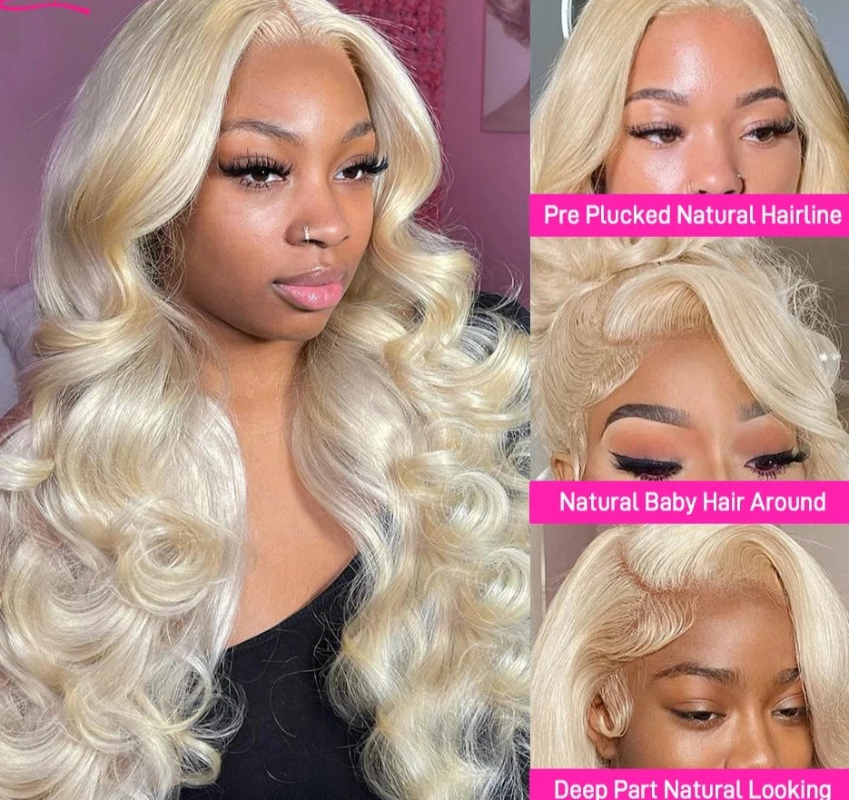 13x4 13x6 Hd 613 Body Wave Lace Frontal Wigs Human Hair Wigs For Women Glueless PrePlucked Honey Colored Blonde Lace Front Wigs