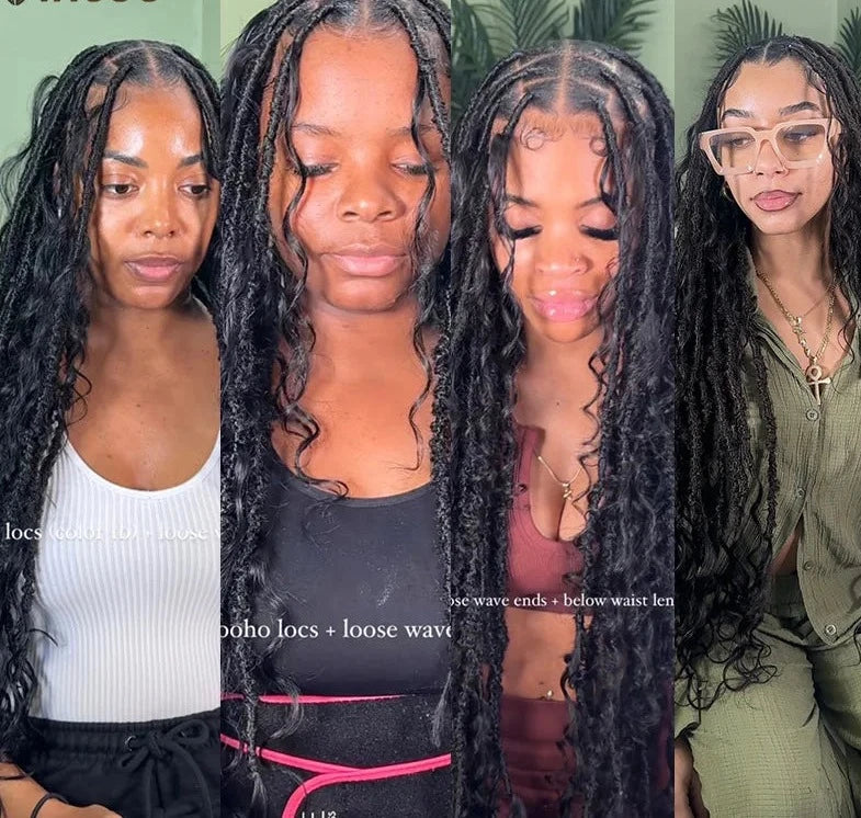 Butterfly Goddess Locs Braided Wigs Boho Box Braid Full Lace Front Wigs Pre Pluck Baby Hair Synthetic Blonde Twisted Braids Wig