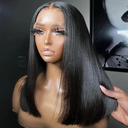 Ready To Wear Bob 220% Glueless Wig Human Hair  Lace Frontal  Pre Plucked