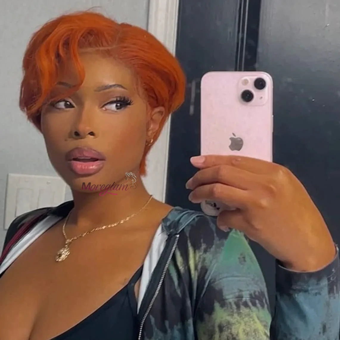 Pixie Cut Wig Human Hair Wigs Short Bob Wig 13x4 Lace Frontal Ginger Orange