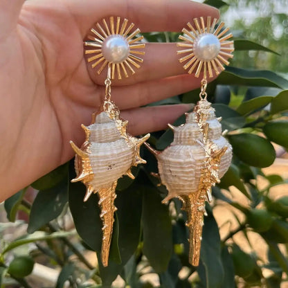 Big Conch Golden Earrings for Women Jewelry Gifts