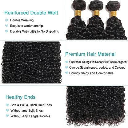 Mongolian Afro Kinky Curly Bundles 1/3/4PCS Human Hair Extensions 100% Unprocessed Virgin Human Hair