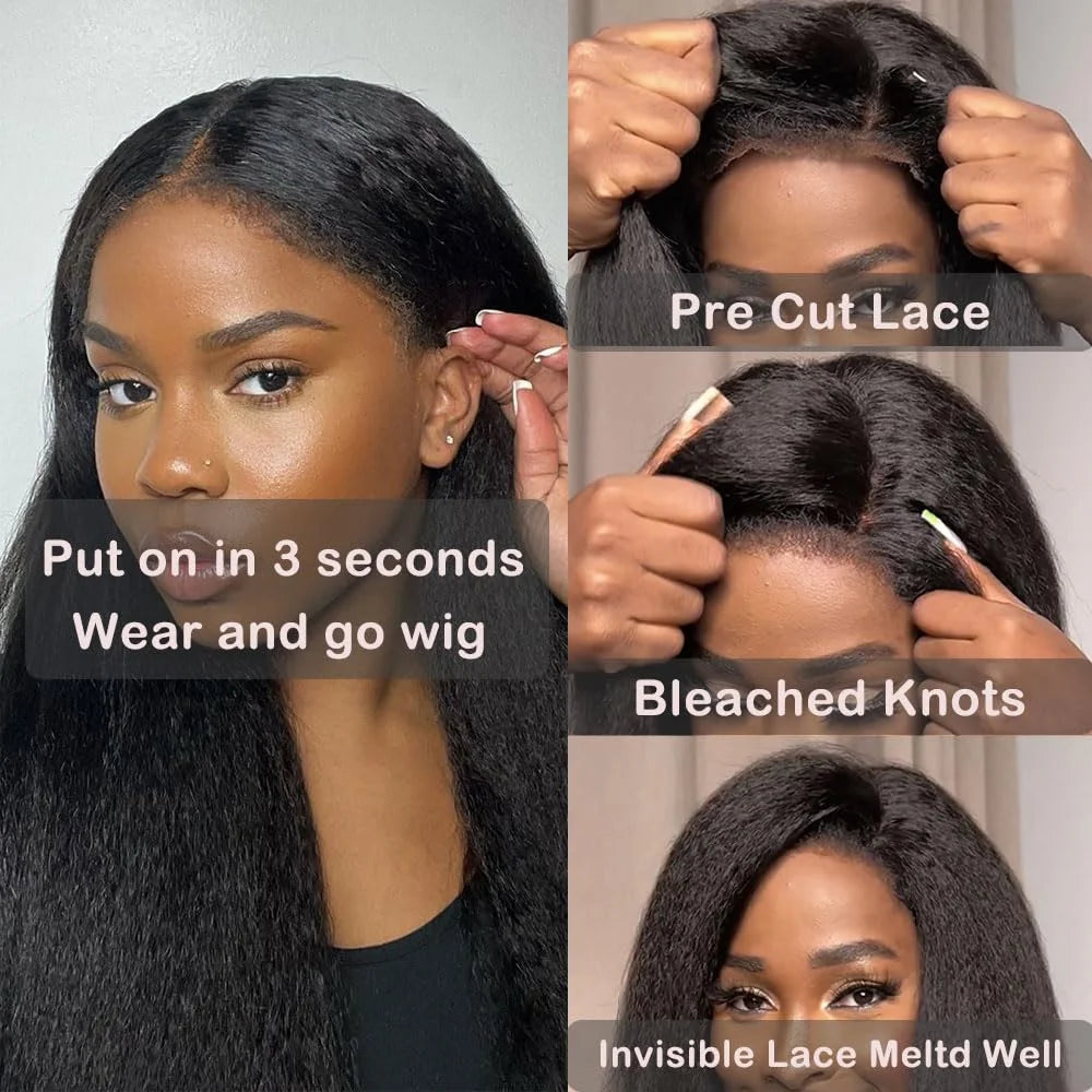 BRYELLE Wear And Go Glueless Wigs Human Hair Pre Plucked Pre Cut 4x4 Kinky Straight Lace Front