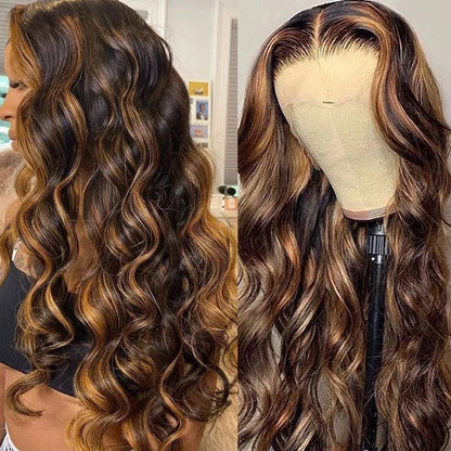 Highlight Wigs 360 Full Lace Front Wigs Body Wave P4/27 Highlight Wig Human Hair