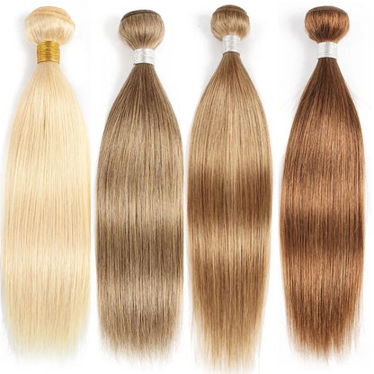 Straight Bundles Human Hair 613 Honey Blonde #8 Ash Blonde Color Human Hair Weaving 100% Remy Human Natural Hair Extensions 100g