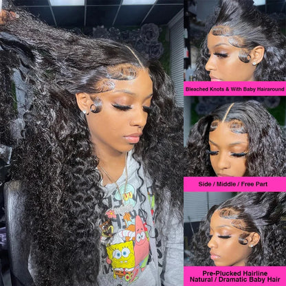 360 Full Lace Wig Human Hair Pre Plucked 13x4 Lace Frontal Wigs For Women 34 32 30 Inch Hd Curly Deep Water Wave Lace Front Wig