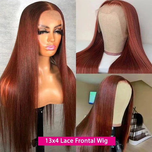 Reddish Brown Hd Lace Wig 13x6 Human Hair Pre Plucked 13x4 Straight Lace Front Human Hair Wig 4x4 Closure Frontal Wigs For Women