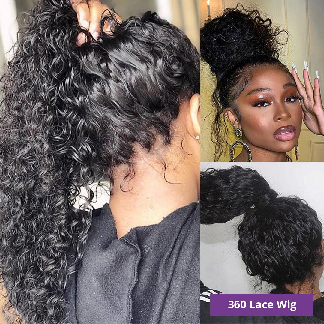 360 Full Lace Wig Human Hair Pre Plucked 13x4 Lace Frontal Wigs For Women 34 32 30 Inch Hd Curly Deep Water Wave Lace Front Wig