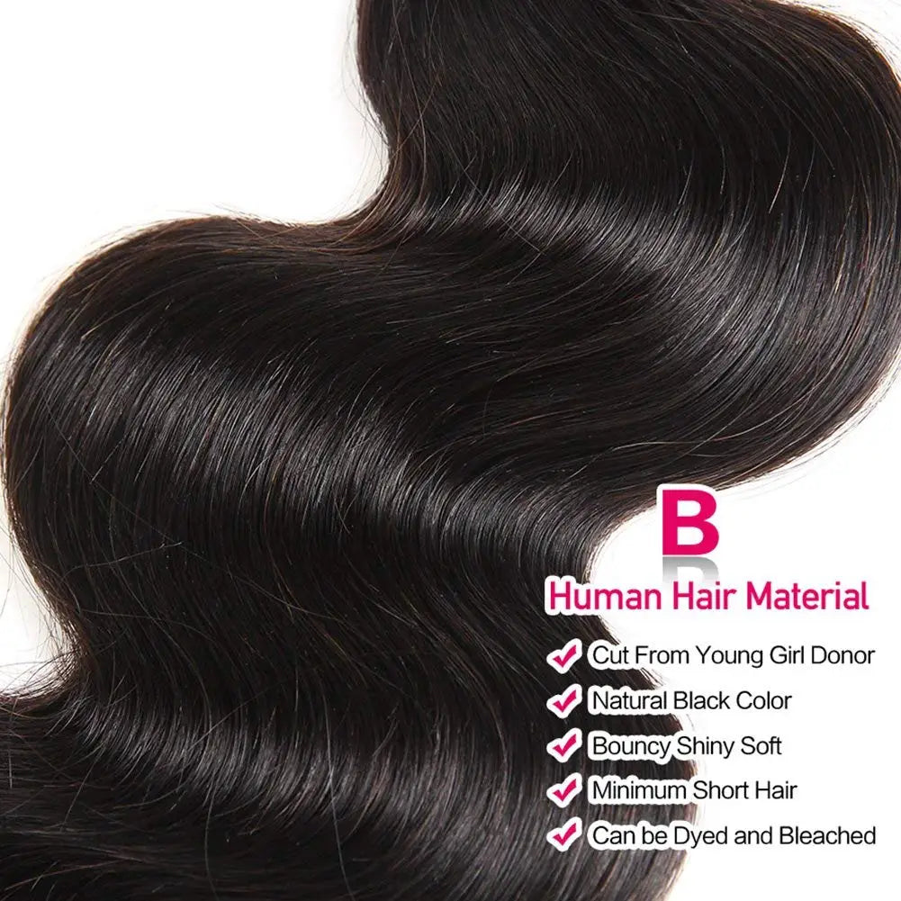 24 26 28Inch Brazilian Body Wave Human Hair Bundles Remy Hair water wave