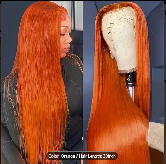 BRYELLE Ginger Orange Lace Front Wigs Raw Human Hair