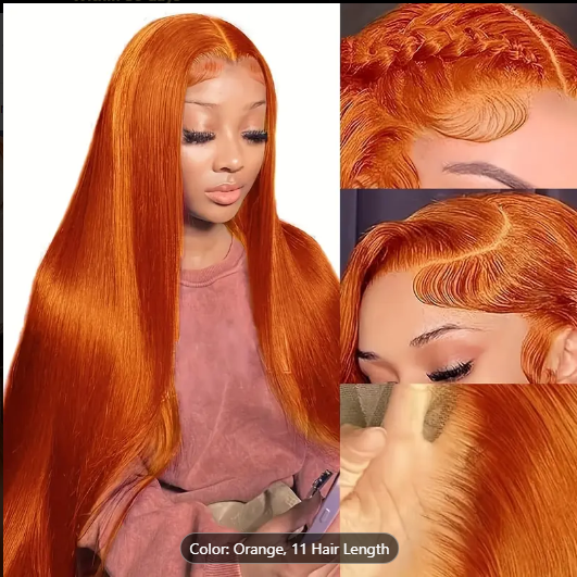 BRYELLE Ginger Orange Lace Front Wigs Raw Human Hair