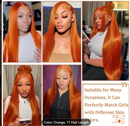 BRYELLE Ginger Orange Lace Front Wigs Raw Human Hair