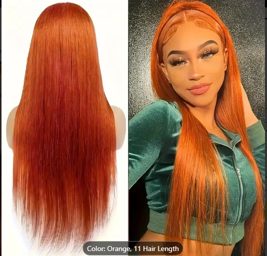 BRYELLE Ginger Orange Lace Front Wigs Raw Human Hair