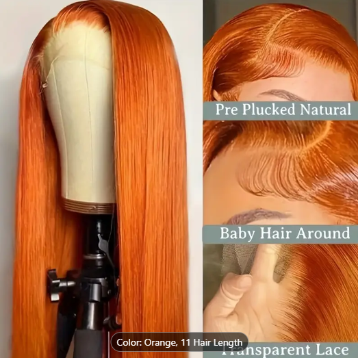 BRYELLE Ginger Orange Lace Front Wigs Raw Human Hair