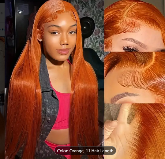 BRYELLE Ginger Orange Lace Front Wigs Raw Human Hair