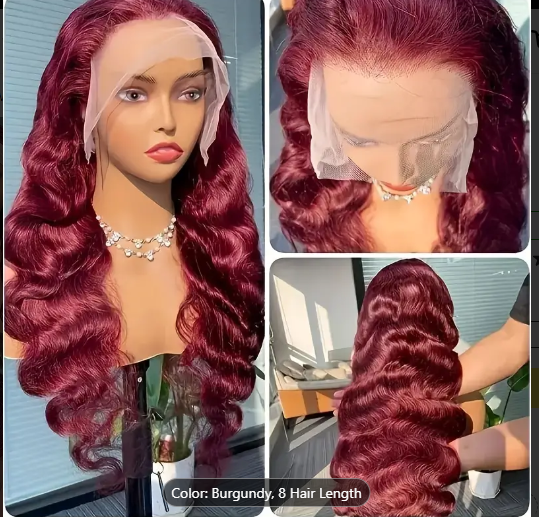 BRYELLE Burgundy HD Lace Closure Glueless Wigs Human Hair Pre Plucked Brazilian Virgin Body Wave Lace Front Wigs Human Hair 200% Density Closure Wig