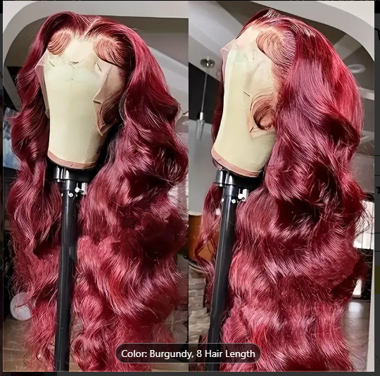 BRYELLE Burgundy HD Lace Closure Glueless Wigs Human Hair Pre Plucked Brazilian Virgin Body Wave Lace Front Wigs Human Hair 200% Density Closure Wig