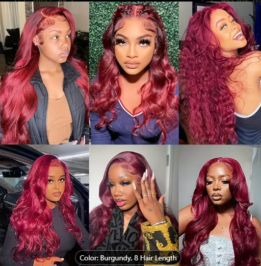 BRYELLE Burgundy HD Lace Closure Glueless Wigs Human Hair Pre Plucked Brazilian Virgin Body Wave Lace Front Wigs Human Hair 200% Density Closure Wig