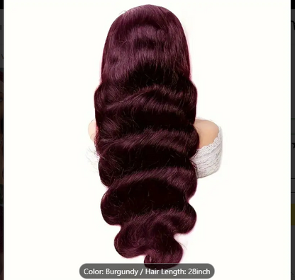 BRYELLE Burgundy HD Lace Closure Glueless Wigs Human Hair Pre Plucked Brazilian Virgin Body Wave Lace Front Wigs Human Hair 200% Density Closure Wig