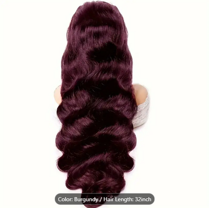 BRYELLE Burgundy HD Lace Closure Glueless Wigs Human Hair Pre Plucked Brazilian Virgin Body Wave Lace Front Wigs Human Hair 200% Density Closure Wig