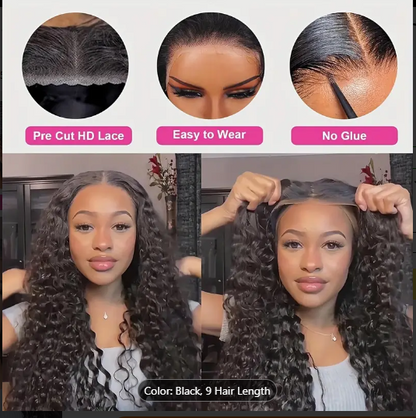 BRYELLE 200% Ready To Wear 5*5 Bye Bye Knots Wig Water Wave Human Hair Wigs 5*5 Lace Clousure Wigs For Women Pre Plucked With Baby Hair Brazilian Virgin