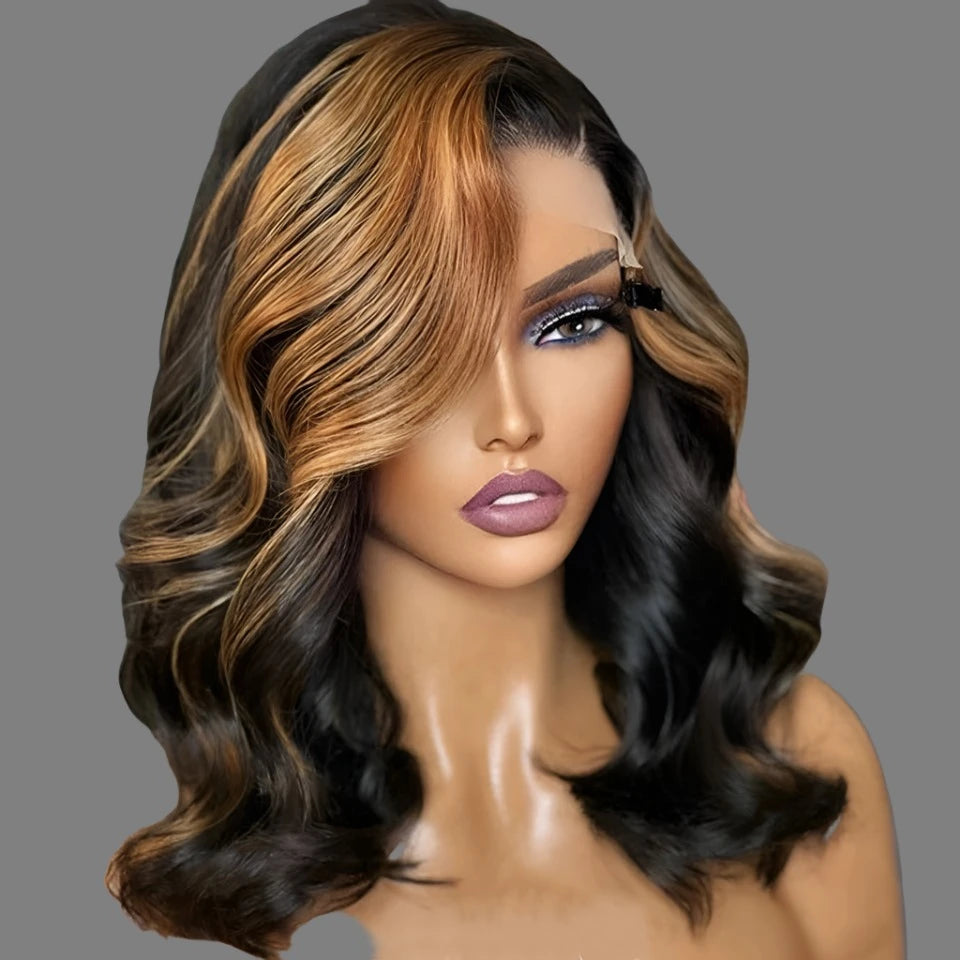 BRYELLE  Bob Human Hair Wigs Highlight Brazilian Remy