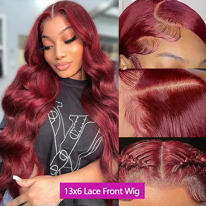 Body Wave Wig Burgundy Lace Front Wig 13x4 13x6 Hd Lace Frontal Wig 360 Full Lace Wig Human Hair Pre Plucked