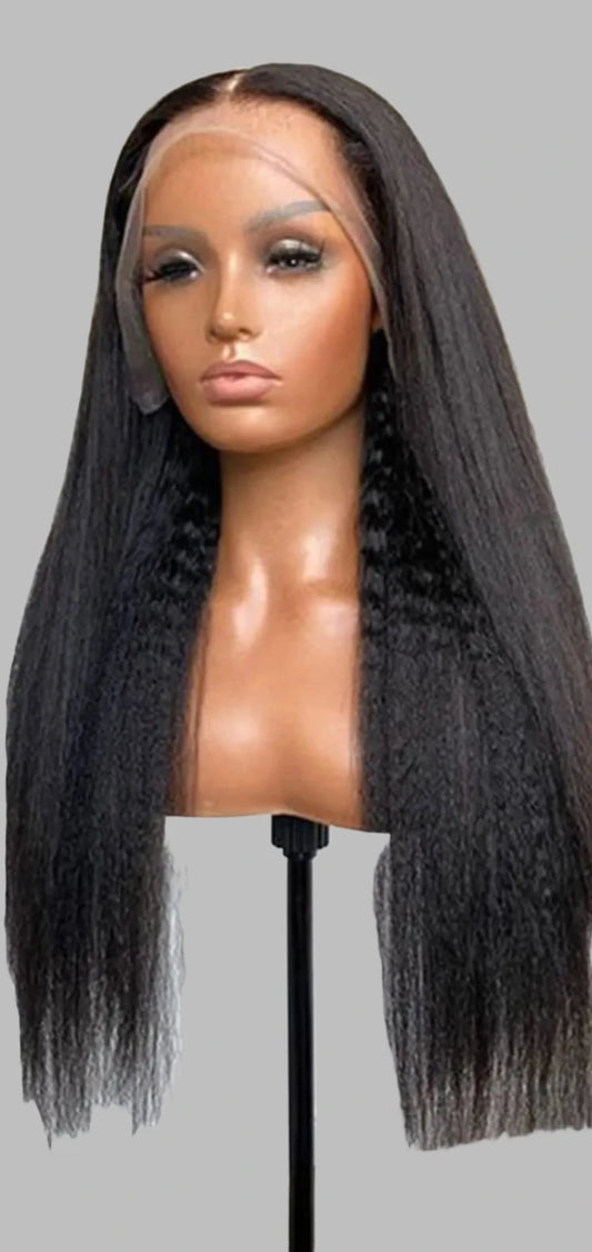 BRYELLE Kinky Straight Human hair Wig 13X4 Kinky Straight Wig Human Hair PrePlucked 180% Density Yaki Straight Human Hair Wig For Women