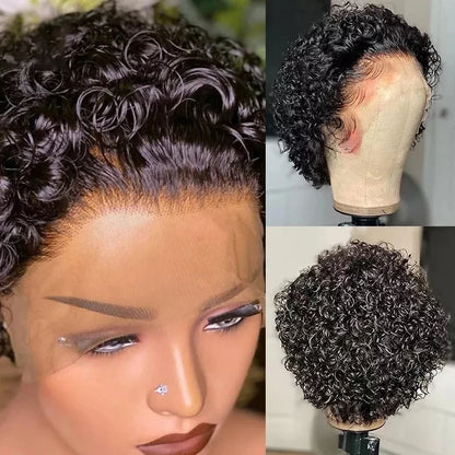 Short Pixie Cut Wig Peruvian Water Wave Human Hair Wigs