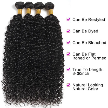 Mongolian Afro Kinky Curly Bundles 1/3/4PCS Human Hair Extensions 100% Unprocessed Virgin Human Hair